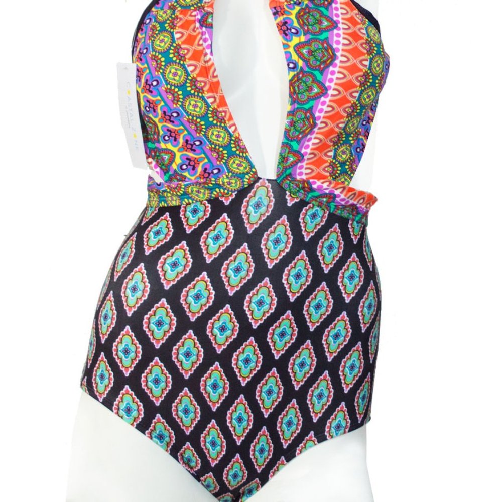 Coastal Zone by Jantzen One Piece Wrap Swimsuit S - Picture 2 of 9